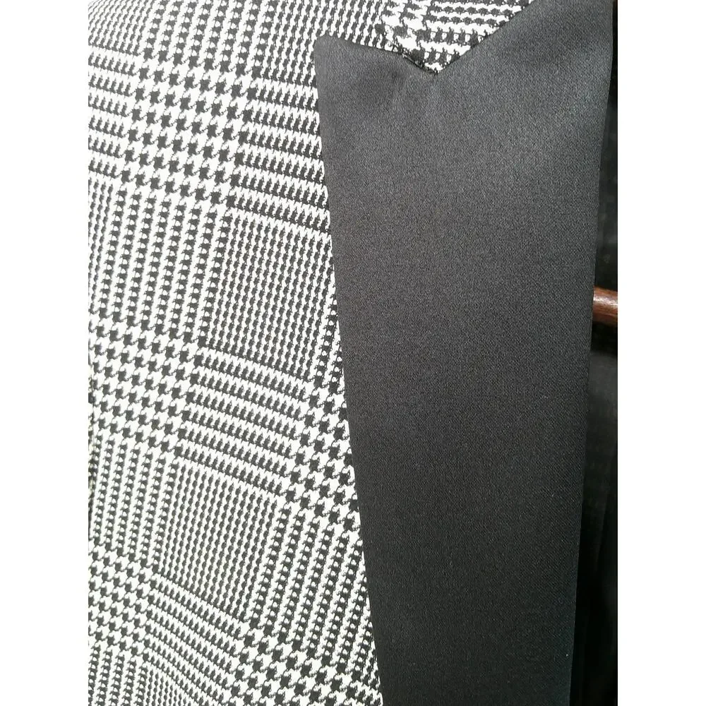 Mens JF Ferrar Black Plaid Stretch Suit Jacket Blazer Small 34-36 Slim New